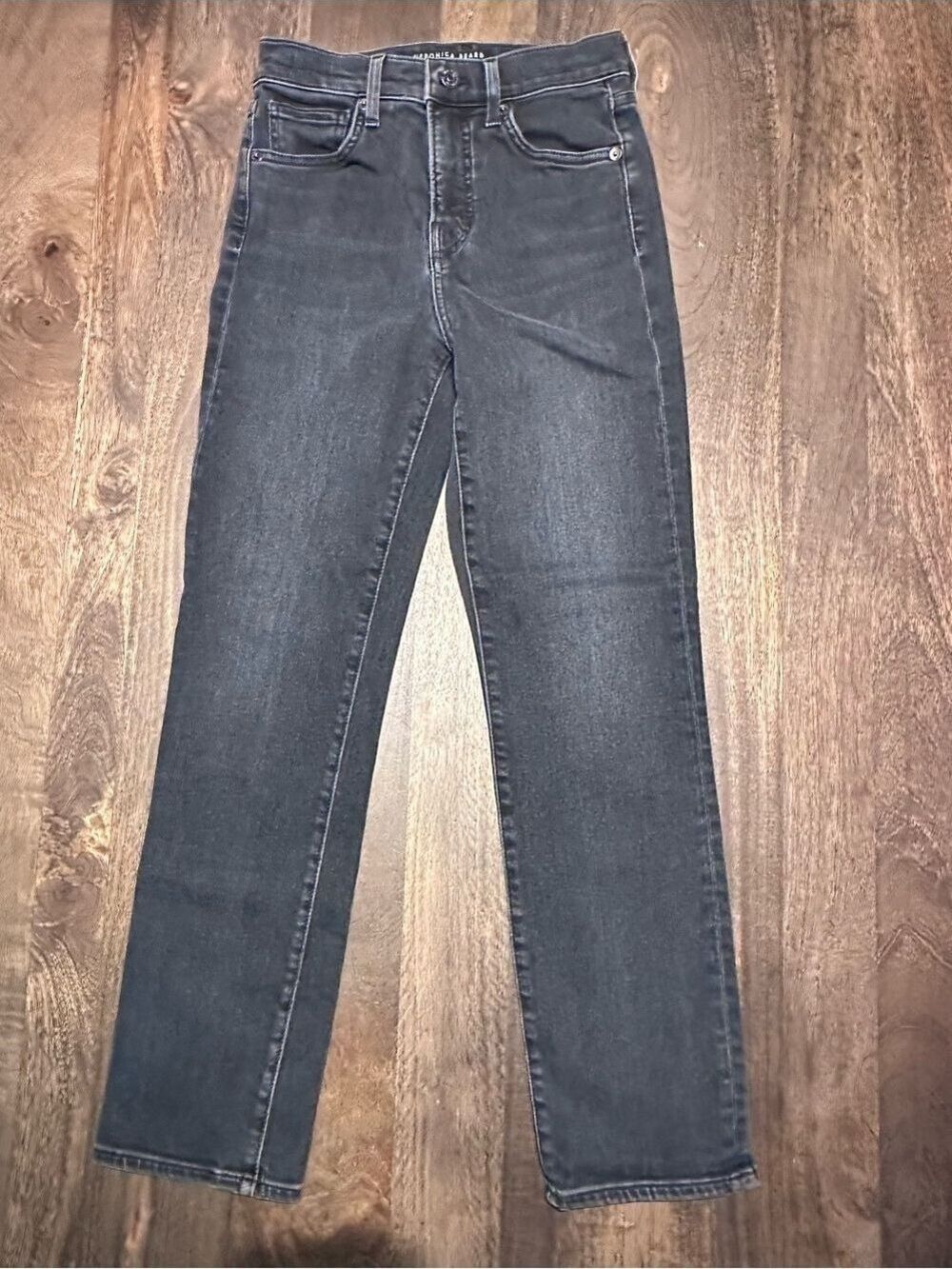 Veronica Beard Jeans Ryleigh Slim Straight High Rise Black Denim Size 25